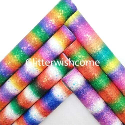 Glitterwishcome Rainbow Silver Star Glitter Leather Fabric Sheet with Felt Backing Synthetic Leather For Bow DIY 21X29CM GM1012B
