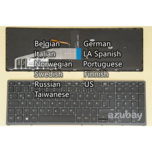 BE DE ITA LA SP NW SD FI PT RU US TW Keyboard for HP NSK-CZ0BC, 848311 -A41 -041 -061 -161 -091 -B71 -131 -251 -AB1 -001 Backlit