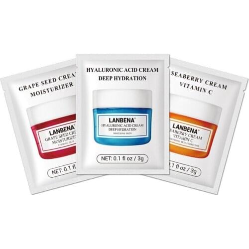 3g Facial Cream Sample Hyaluronic Acid Grape Seed Moisturizing Lifting Firming Skin Creams Ageless Whitening Skin Care Tools