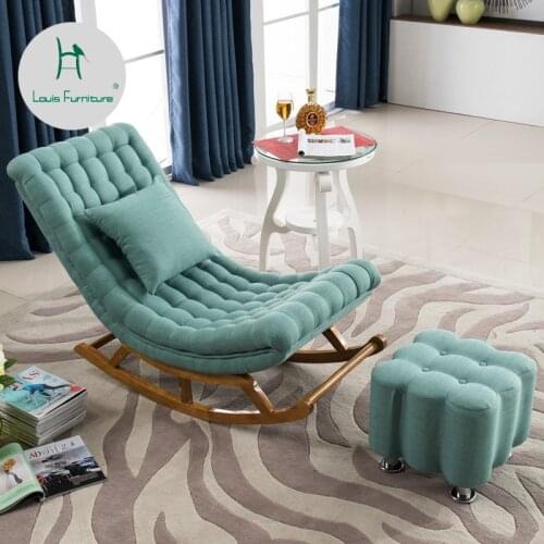 Louis Fashion Chaise Lounge Nordic Simple Modern Lazy Sofa Single Balcony Nap Gift for Footstool Pillow and Summer Sleeping Mat