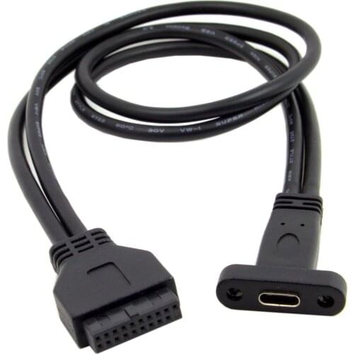 Chenyang USB 3.0 Motherboard 19pin Header to Single Port USB 3.1 Type C USB-C Female Cable 40cm