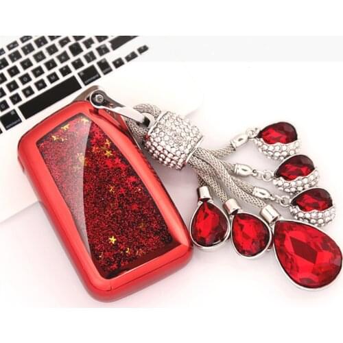 Funny Quicksand Soft TPU Key Case Cover Shell For Lexus NX GS RX IS ES GX LX RC 200 250 350 LS 450H 300H Crystal chain for Girlf