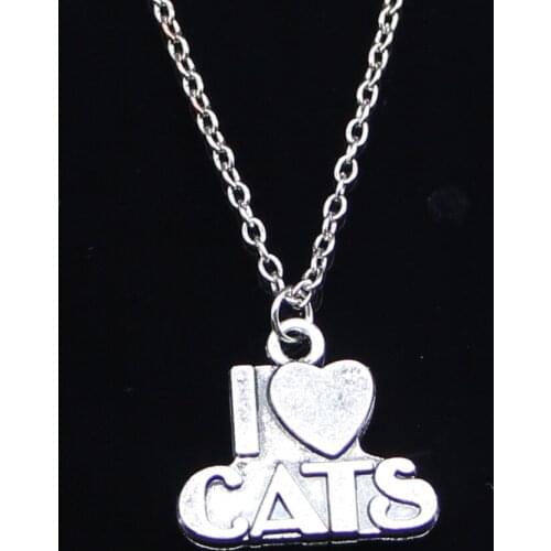 New Fashion Necklace 23x21mm i love cats Pendants Short Long Women Men Colar Gift Jewelry Choker