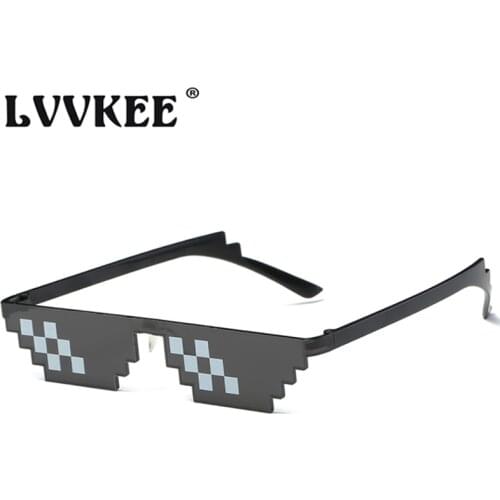 New Hot Sell Classic Thug life Deal With It Sunglasses Rectangle Men 8 bits Mosaic Pixel Sun Glasses For Women Lunette De Soleil