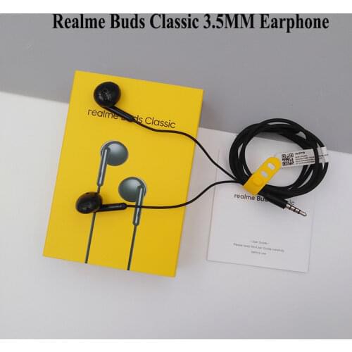 Original Realme Buds Classic 3.5MM Earphone Wired Built-in Mic Headset Bass Boost Driver For Realme GT NEO 8 7 Q3 Q2 X X2 V11 V5