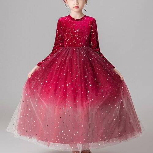 Girls' Dresses 3-14 Spring Evening Party Frock Flower Gown Princess Girls Childrens Tutu Long Dress 1225