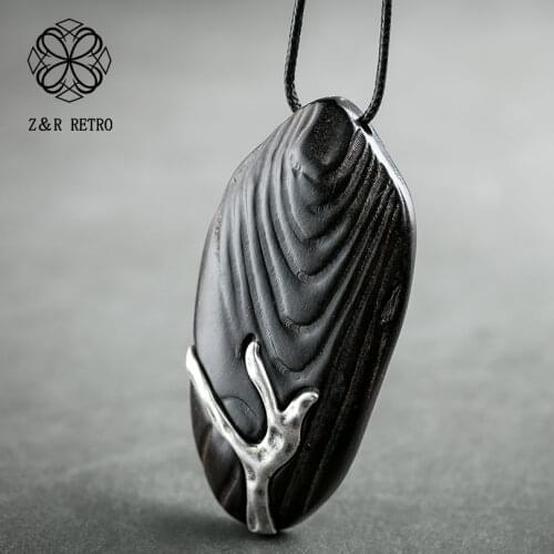 Pendants & Necklaces for Female Adjustable Vintage Wooden Handmade Sandalwood Necklace Sweater Rope Chain Women Jewelry 2021 New