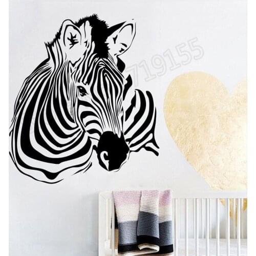 Zebra Head Stripe Wall Stickers Animal Zebra Silhouettes Wallpaper Removable Vinyl Wall Sticker Art Designed Home Decor DIYZW387