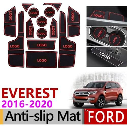 Anti-Slip Gate Slot Mat Coaster for Ford Everest 2016 2017 2018 2019 2020 Everest Trend Cup Holders Pads Accessories Stickers
