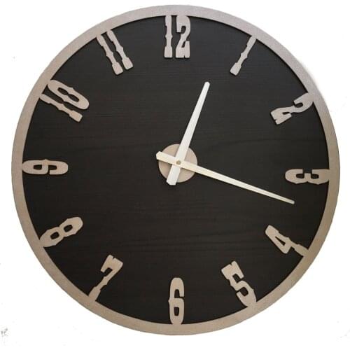 North Designed Tuşpa Silver Decorative Wall Clock 48 Cm
