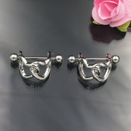 2 pcs/lot 18G Couple Heart Helix Piercing Tragus Ear Piercing Cartilage Earrings Pircing Stainless Steel Jewelry Nipple Ring