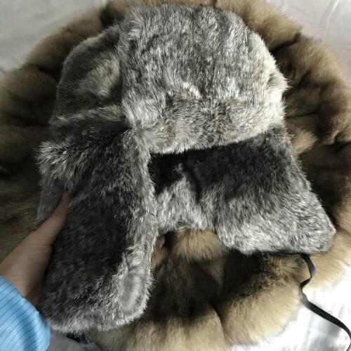 Magicfur - Aviator hats Rabbit Fur Hat Russia Trapper Hat Caps With EarFlap Warm Winter