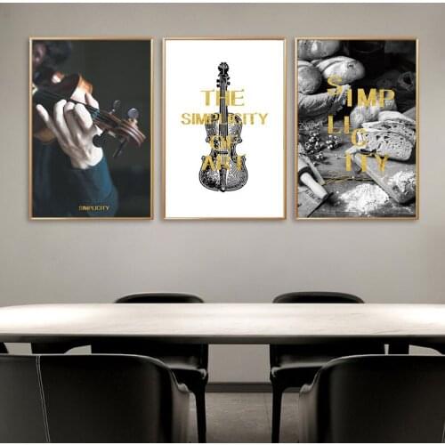 Nordic Vintage Wall Art Poster and Print Violin Music Quote Canvas Painting Black And White Decoration Picture for Home Decor