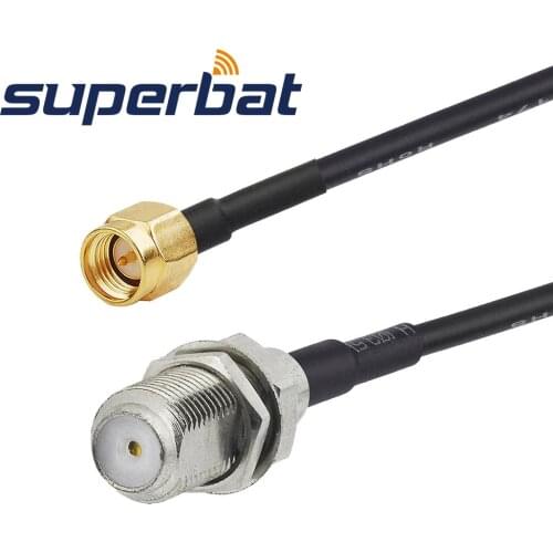 Superbat F Female Jack to SMA Male Plug Straight Crimp RG174 15cm Pigtail Cable RF Coaxial Jumper Cable Assembly