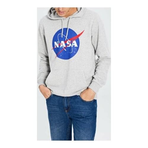 Nasa Printed Thick Hooded Sweatshirts 2020 men Sweatshirt gray