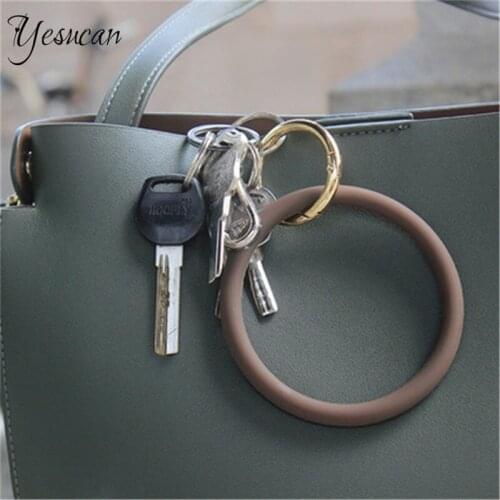 2020 Top O Silica Gel Men Wristband Cuff Key Ring Silicone Loop Prevent loss keys Key Ring Car Keychain with Gold Clasp Bangle