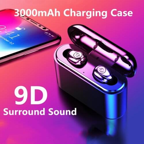 New F9 TWS Bluetooth Earphones Wireless Headphone 9D Stereo Sports Waterproof Earbuds Headset with Microphone