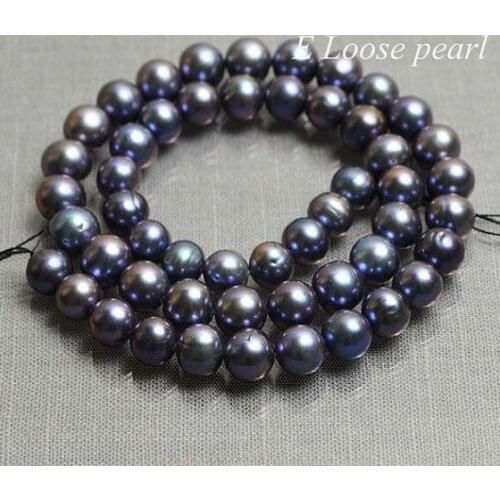 Unique Pearls jewellery Store 7-8mm Potato Round Peacock Purple Freshwater Pearl Near Round Loose Beads YLS-0103