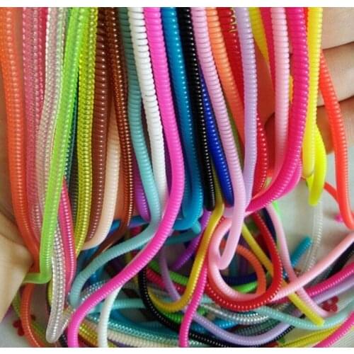 Hoqueen 100pcs/lot 60cm Solid Color TPU spiral USB Charger cable cord protector wrap cable winder organizer
