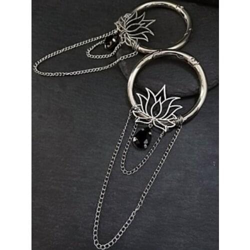 Lotus Hoop Earweights |Unisex Jewelry,Punk Jewelry, Punk Hoop Earweights