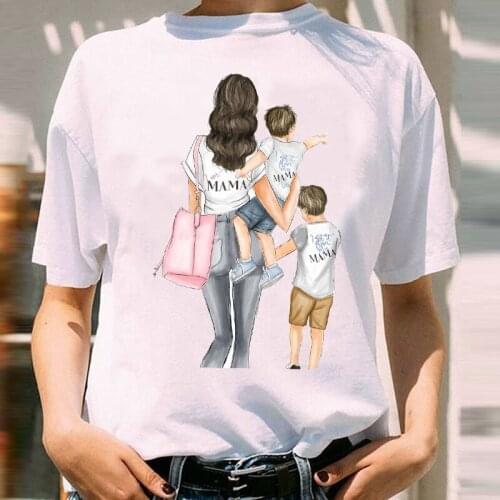 Women Graphic Boy Fashion Son 90s Trend Short Sleeve Mom Mama Mother Cartoon Print Female Clothes Tops Tees Tshirt T-Shirt