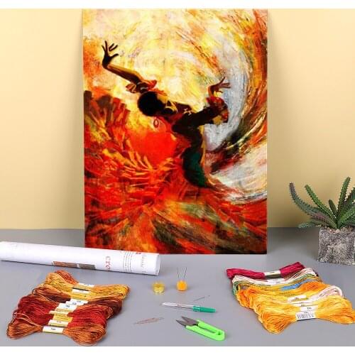 Woman Dance Printed Water-Soluble Canvas 11CT Cross Stitch Embroidery Patterns DMC Threads Craft Handiwork Different
