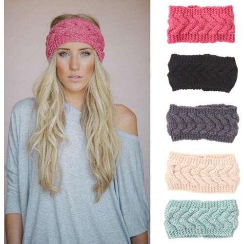 2019 Hot Women Girls Crochet Headband Knit Flower Hairband Ear Warmer Winter Turban Headwrap