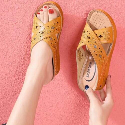 Sandals Women Wedge Heel Luxury Shoes Women Flower Print Sewing Platform Sandals Shoes Soft Bottom Female Shoes Zapatos Sandals
