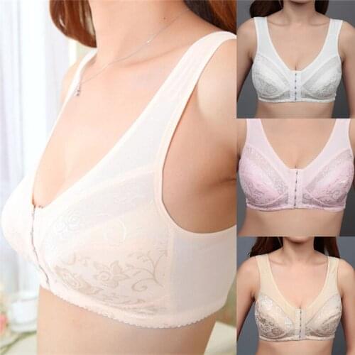 Female Vest Front Close Push Up Bra Full Cup Sexy Lace Bras For Women Bralette Top Plus Size Seamless Wireless Gather Brassiere