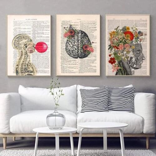 Anatomy Art Human Heart Brain Lungs Canvas Painting Nordic Posters and Prints Modern Wall Art Pictures Doctor Office Home Decor