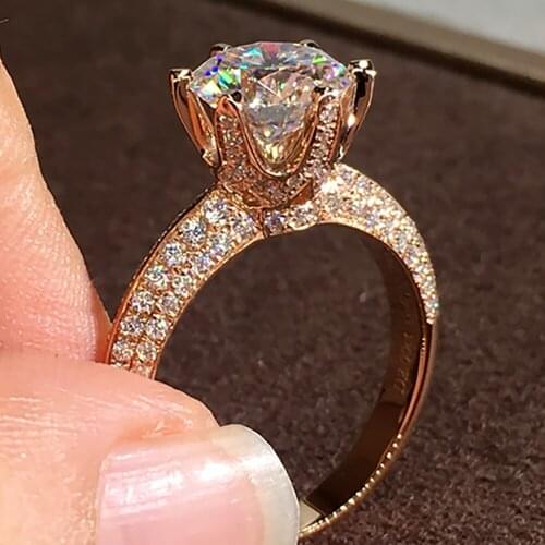 14K Au585 Rose Gold Women Ring Moissanite Diamonds 1 2 3 4 5 Carat Round Luxury Wedding Party Engagement Anniversary Ring Trendy