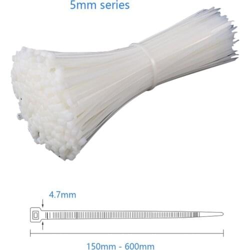 20pcs/bag 5mm Cable tie Self-locking plastic nylon tie White Organiser Fasten Cable Wire Cable Zip Ties