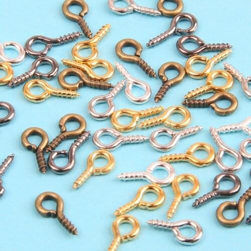 200PC/Pack 4*9mm Mini Eye Pins Wood Products Processing DIY Craft Supplies Eyepins Hooks Eyelets Screw DIY Jewelry Accessories