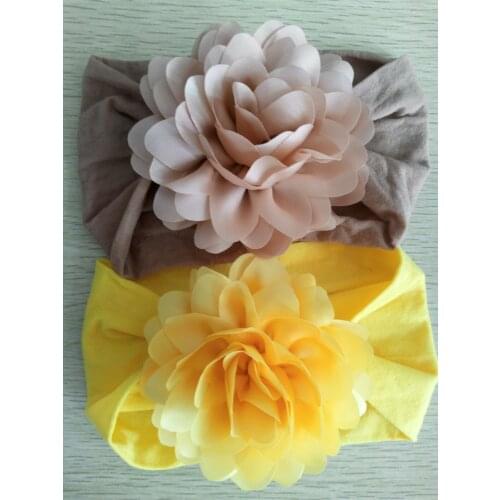 36pc/lot Boutique Princess 3.2" Chiffon Flower with Wide Nylon Headbands Children Girls Turband Headwraps Hair Accessories