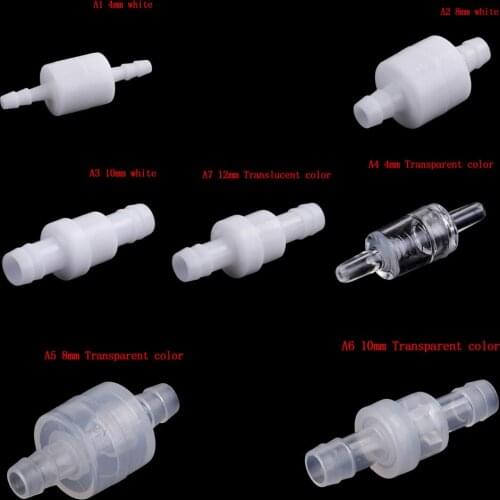 4 / 6 / 8 / 12mm Plastic One Way Inline Check Valve Gas Air Liquid Water Fluids Valve