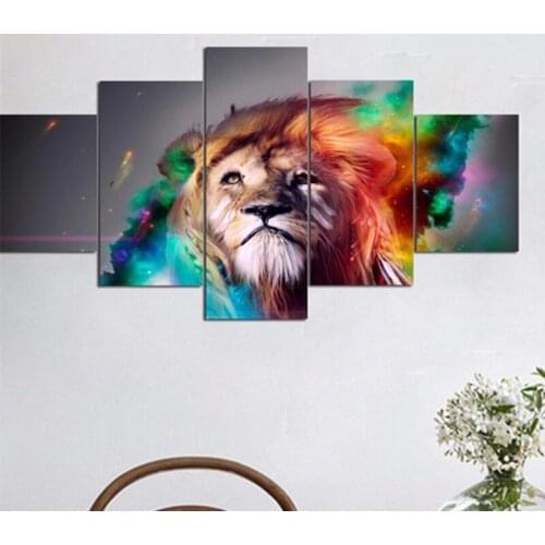 5pcs 5d diy diamond painting Colour Lion Animal cross stitch mosaic home decoration round/square drill full diamond embroidery