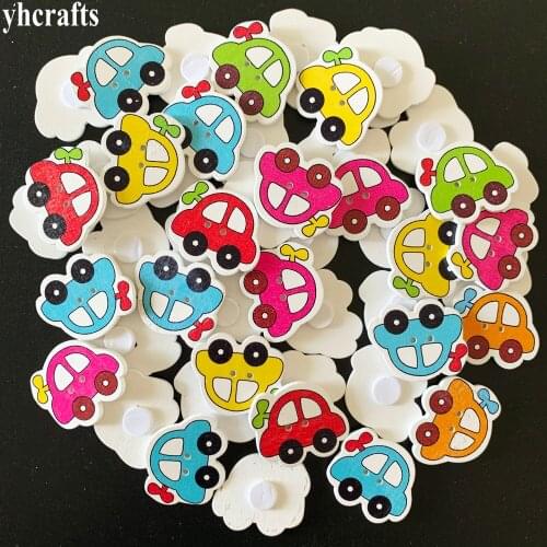 50PCS/LOT,mix colorful car bus wood stickers,car button.Kids room decoration.DIY craft material,Scrapbooking kit Lacing beading