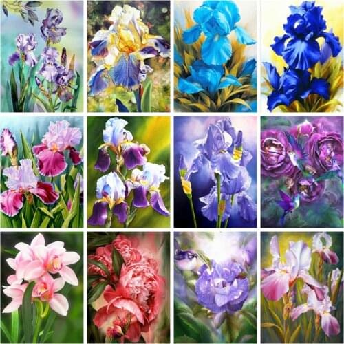 Huacan Diamond Painting Full Flower Iris Home Decoration Mosaic Embroidery Floral Wall Stickers Diamond Art