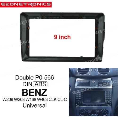 1/2Din Car CD DVD Frame Audio Fitting Adaptor Dash Trim Kits Facia Panel 9inch For BENZ W209/203/168/463 Double Radio Player