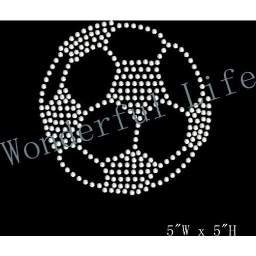 Free shipping NEW crystal hot fix rhinestone soccer ball image for sprots rhinestone iron on transfers