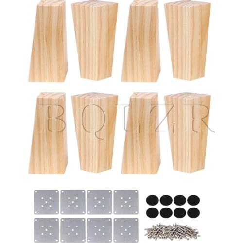 BQLZR 8 Pieces Wood Color Wood Trapezoidal Sofa Feet Furniture Leg 6x6x12cm
