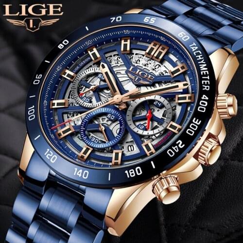 New2021 Top Brand Luxury Fashion Watch For Men Stainless Steel Clock Luminous Quartz Waterproof Wristwatch Relogio Masculino+Box