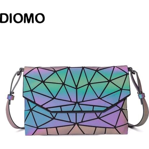 DIOMO Geometric Ladies Shoulder Messenger Bag Crossbody Bags for Women Luminous Reflective Small Purse Envelope Bag