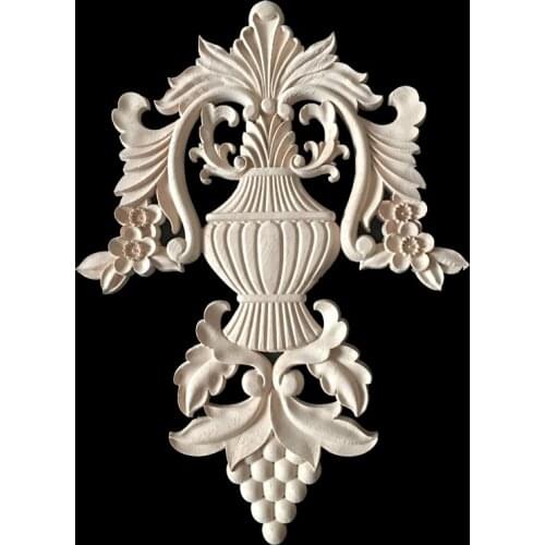 European Decorative Wood Appliques Woodcarving Decal Home Furniture Carved Applique Window Door Decor Wooden Figurines Crafts