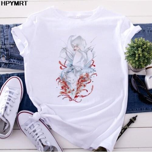 Oversized Tshirt Short-sleeve T-shirt Girls Top Women Shirts Cartoon Harajuku T Shirt Female Clothing Tee Print Cute Fox Animal