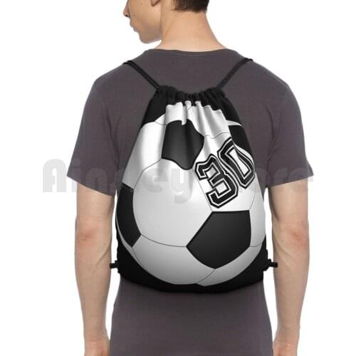Football Soccer Player Jersey No 30 Back Number #30 Ball Sport Sticker Gift Backpack Drawstring Bags Gym Bag Waterproof