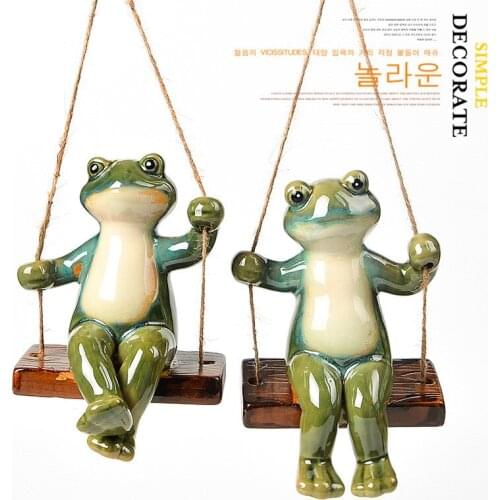 Idyllic Country Atmosphere Cute Swing Frog Ceramic Animal Furnishings Childrens Room Childrens Decoration Desk Decoration