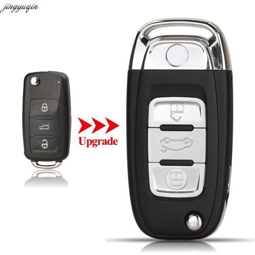 Jingyuqin 10pcs Remote Car Key Case Shell For VW Polo Jetta Golf MK6 Tiguan Touareg Fob Lamp On Top 3 Buttons