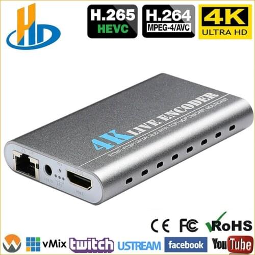 Encoder 3840 * 2160P 30fps 4K Ultra HD HEVC HDMI To IP Video Encoder H.265 H.264 IPTV Encoder Live Streaming Encoder H265 Server
