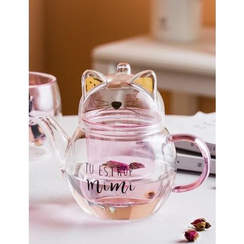 Cat Glass Teapot Set With Glasses